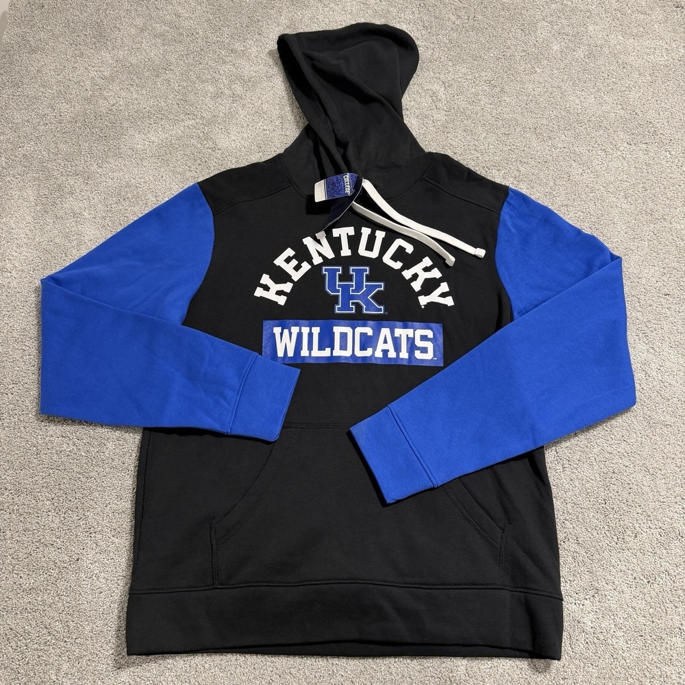Kentucky Wildcats Hoodie Mens L Black Blue Pullover Sweatshirt Fanatics NCAA NWT